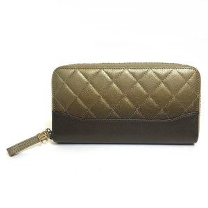CHANEL Brown Lambskin Leather Wallet